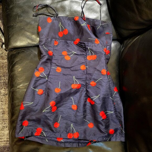 Réalisation Par The Christy cocktail slip silk dress cherries size small - Picture 3 of 4